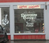 Store front for Daggers Cove Tattoo Parlour & Barber